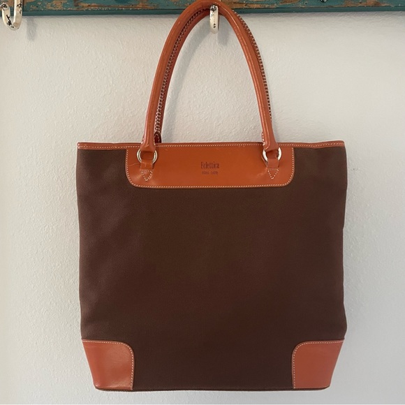 ECLETTICA tote.  Great stitching in handles.  Fits laptop.  Used once. - Picture 6 of 14